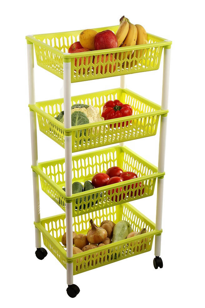 

Этажерка 4-х ярусная Heidrun Baskets,пластиковая. Салатовая. 40*30*89см (1564), Зелёный
