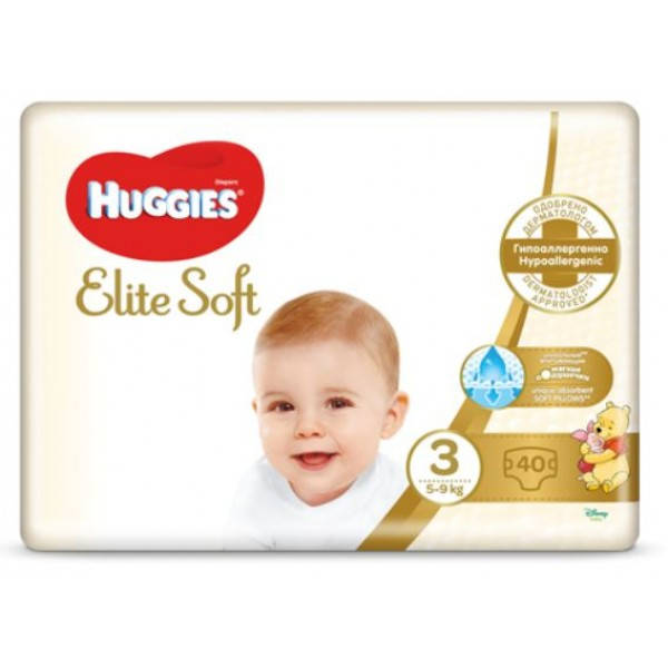 

Подгузники Huggies Elite Soft 3 (5-9 кг), 40 шт