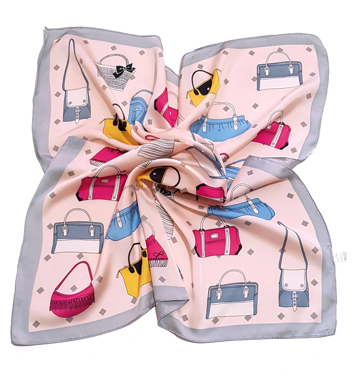 

Платок небольшой шелковый модный молодежный на шею на сумку Клаудиа, Розовый