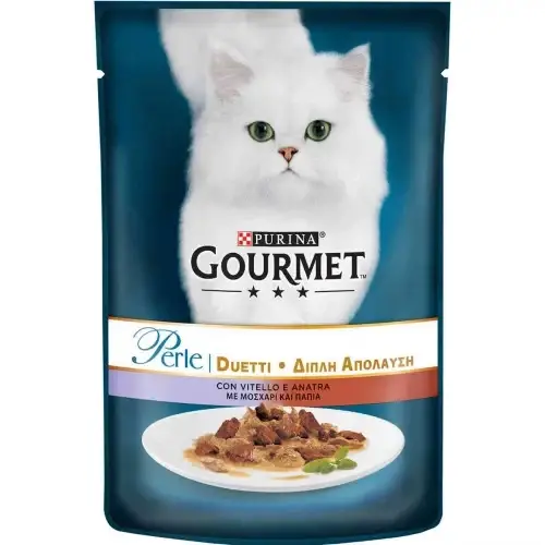 

Влажный корм Purina Gourmet Perle Duo для кошек, с телятиной и уткой, 85 г