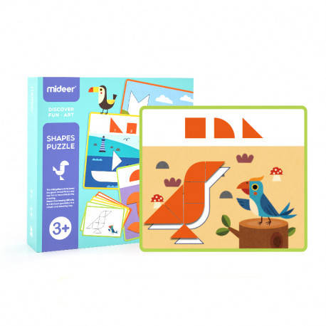 

Деревянная мозаика-танграм с карточками MiDeer Toys, Разные цвета
