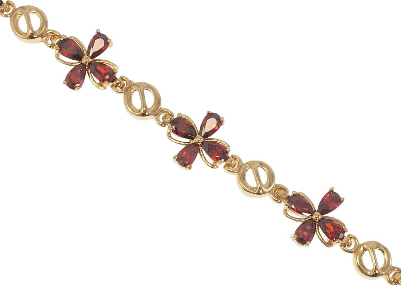 

Браслет Xuping Позолота 18K "Четырехлистники Красные Кристаллы" доп.замок два размера 17.5,20см х 6-11мм