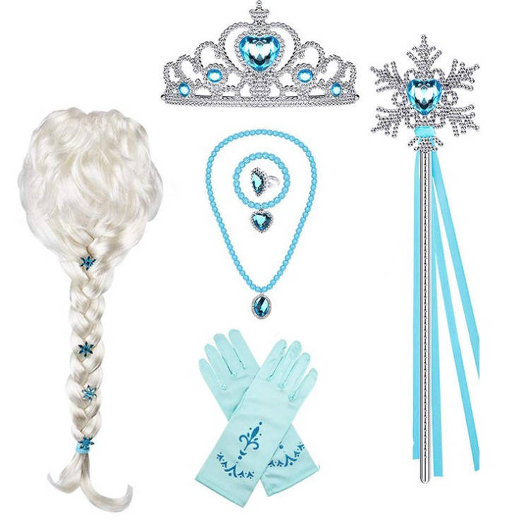 

Набор аксессуаров Эльза холодное сердце - палочка, парик, корона-диадема, перчатки, колье, браслет и пр.Frozen