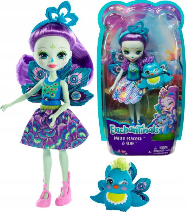 

Кукла Энчантималс Павлина Петтер и питомец павлин Флэп Enchantimals Patter Peacock Doll FXM74