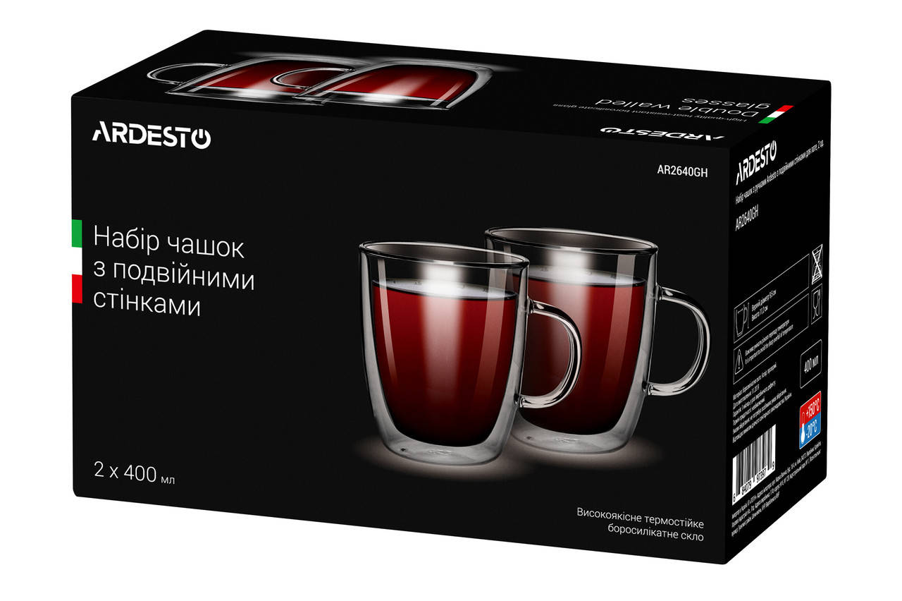 

Набор чашек с двойным дном 2 шт. 400 мл Ardesto AR2640GH