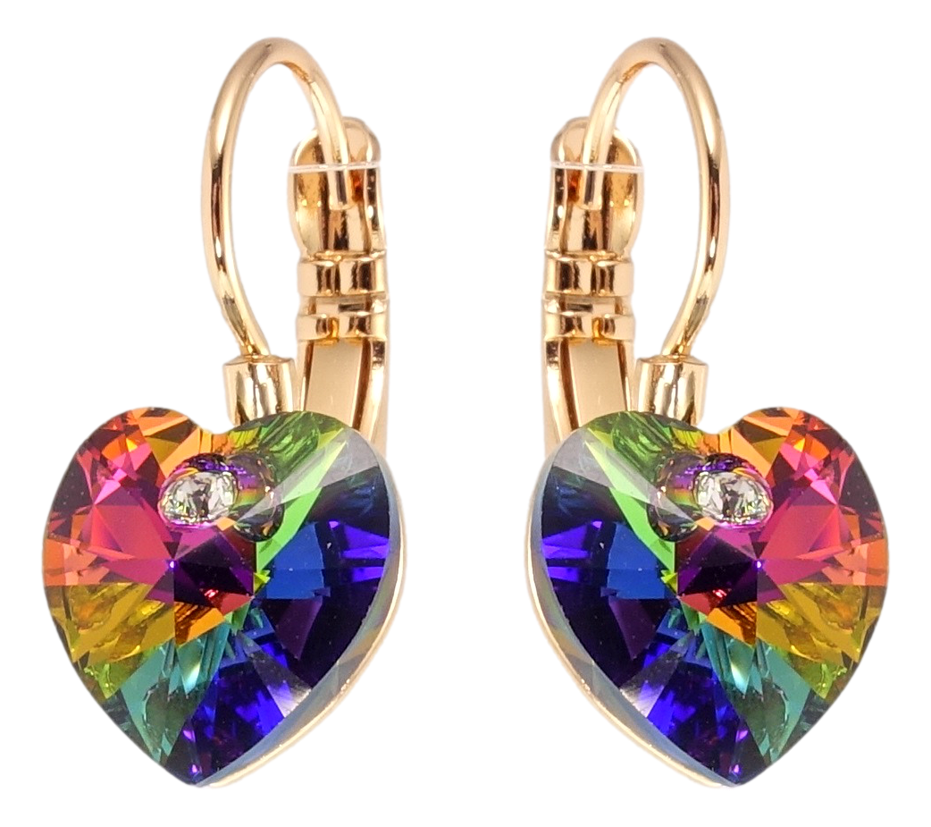 

Серьги Xuping Позолота 18K с кр-ми Swarovski французский замок "Кристальные сердечки Vitrail Medium"