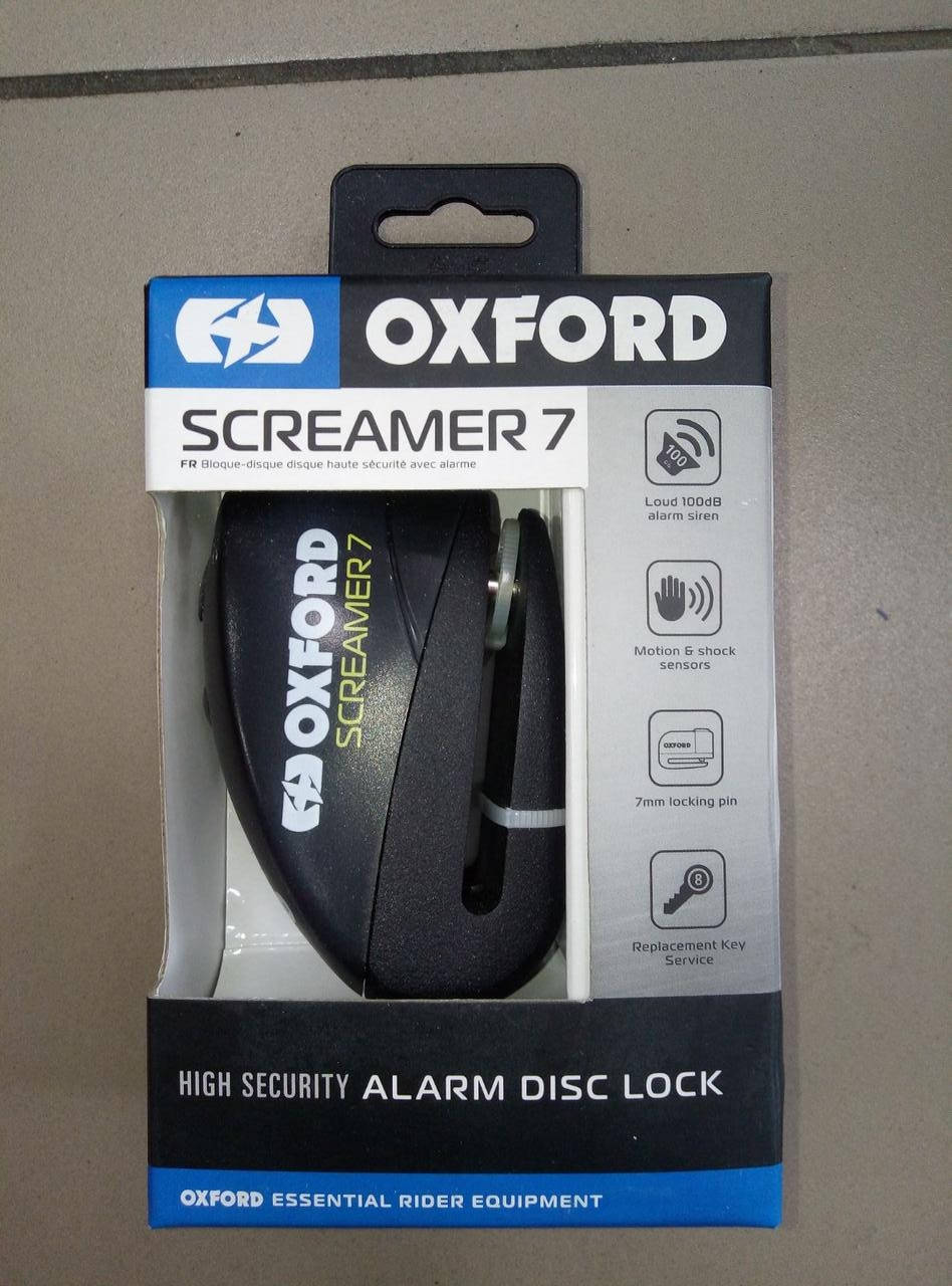 

Мотосигнализация, замок на диск Oxford Screamer7 Alarm Disc Lock Black/Black