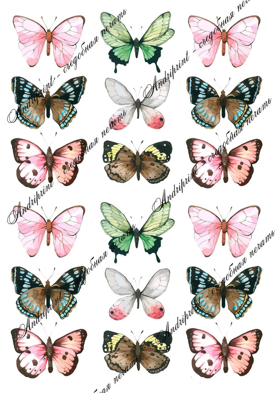 

Съедобная печать "Бабочки" сахарная и вафельная бумага а4