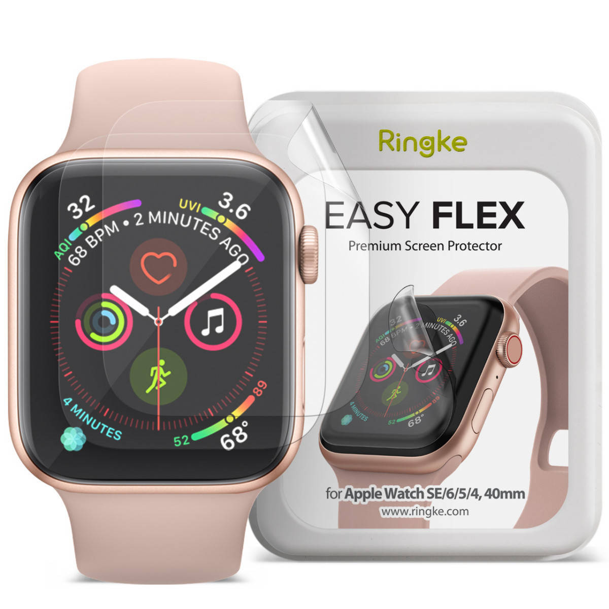 

Защитная пленка EASY FLEX (3шт.) для Apple Watch 4/5/6/SE/7 40/41mm Clear (E10F028)
