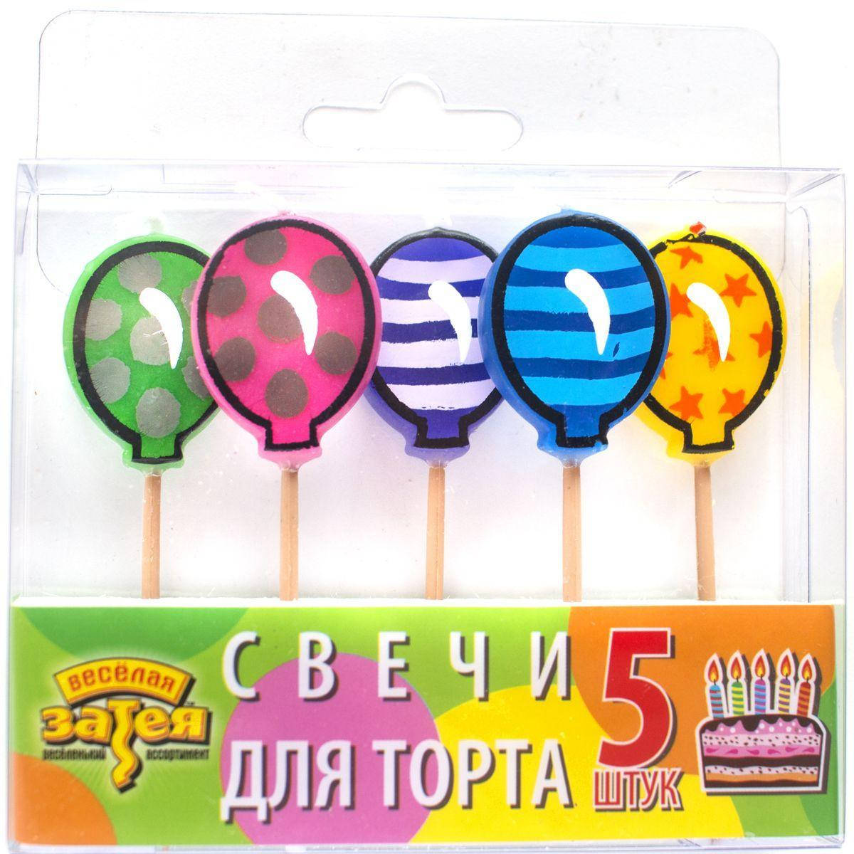 

Свечи для торта Веселая Затея Шарик на пиках 5 шт, Разные цвета