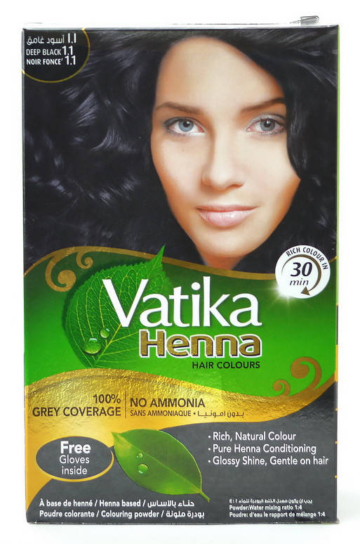 

Краска Vatika для волос на основе хны Чёрный, тон 1.1, 60 г