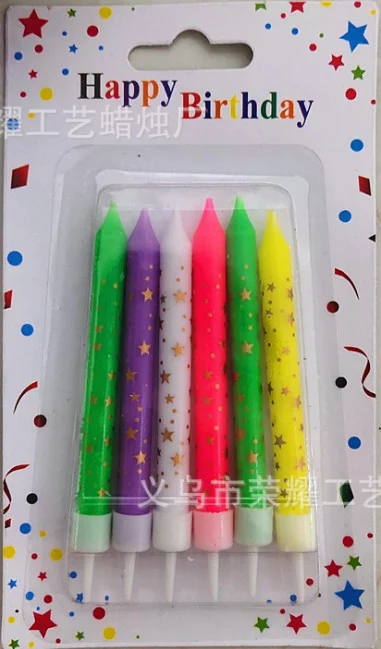 

Свечи для торта 6 шт "Зототые звёзды", разные, Голубой