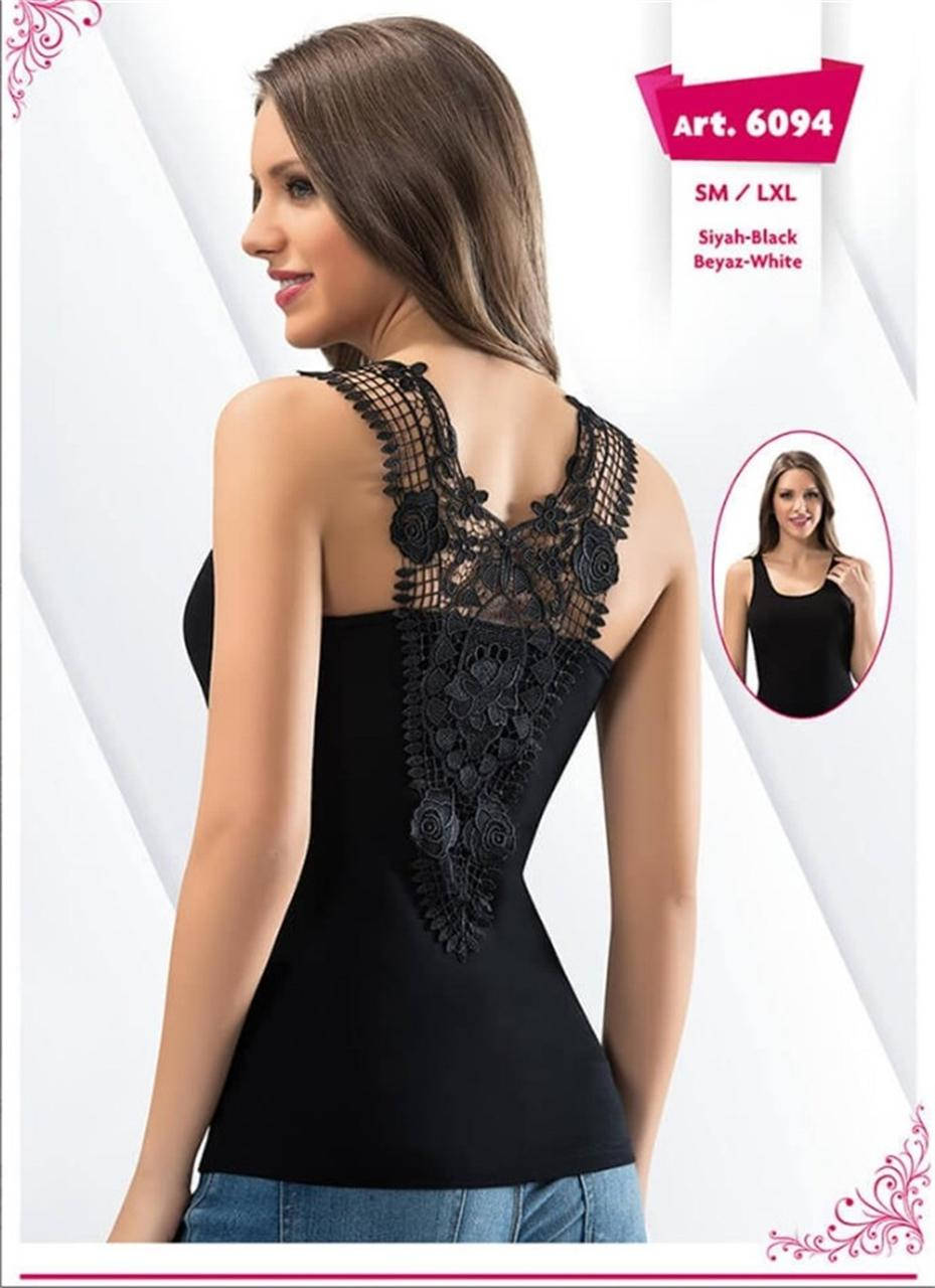 

Майка женская с ажурной спинкой Kota 6094 L-XL, Черный