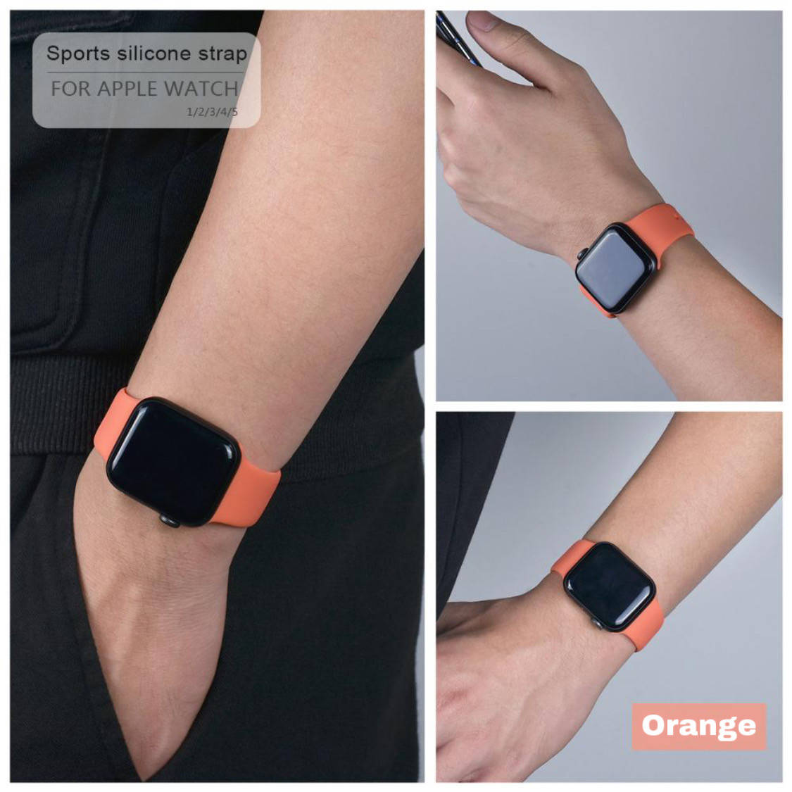 

Силиконовый браслет ремешок Sport Band для часов Apple Watch 38 мм (orange),Оранжевый