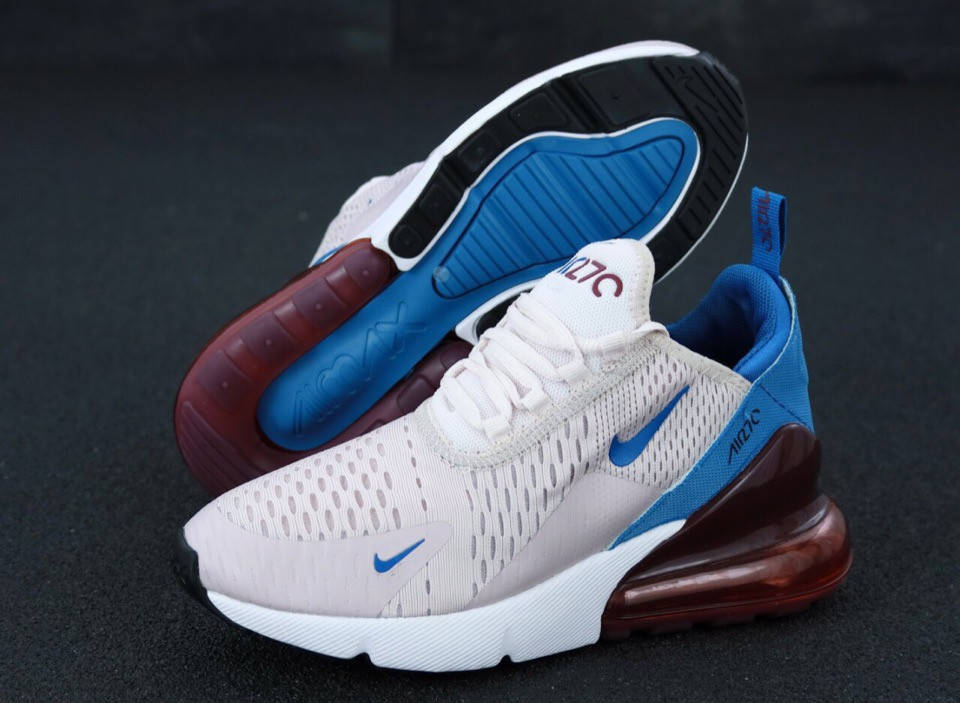 

Кроссовки женские Nike Air Max 270 "Бело-голубые с красными задниками" найк аир макс р. 37-49 38, Белый