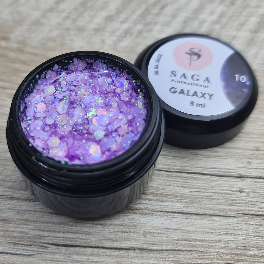 

Глиттерный гель для дизайна ногтей Saga Galaxy 10 8мл, Сиреневый