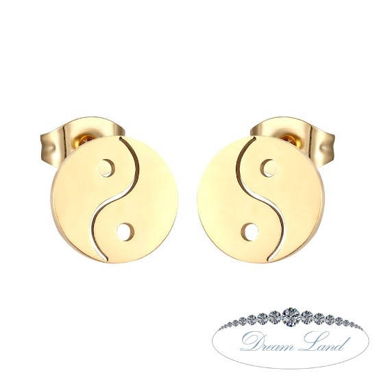 

Серьги с нержавеющей медицинськои стали с позолотой "Инь-Янь"