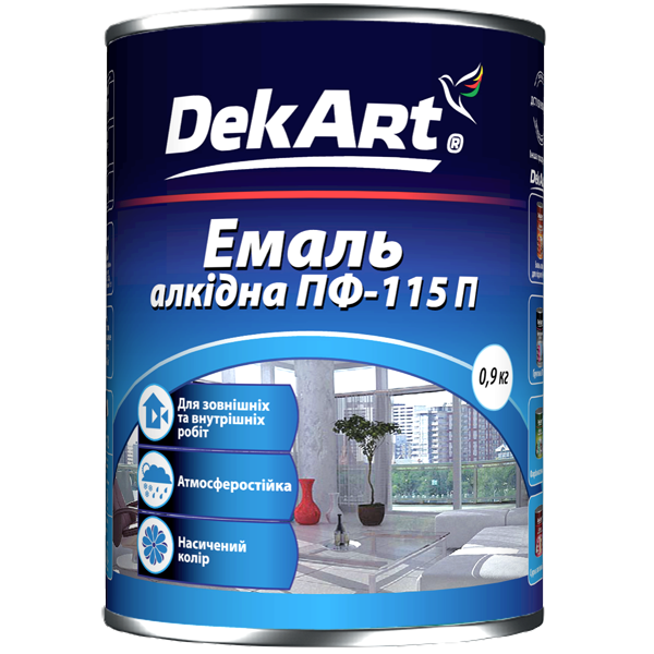 

Эмаль алкидная DekArt ПФ-115П белая 0,9 кг