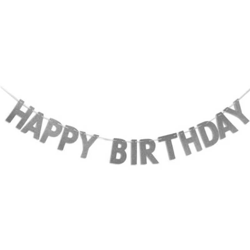 

Декорация Гирлянда Happy Birthday серебряная 47786