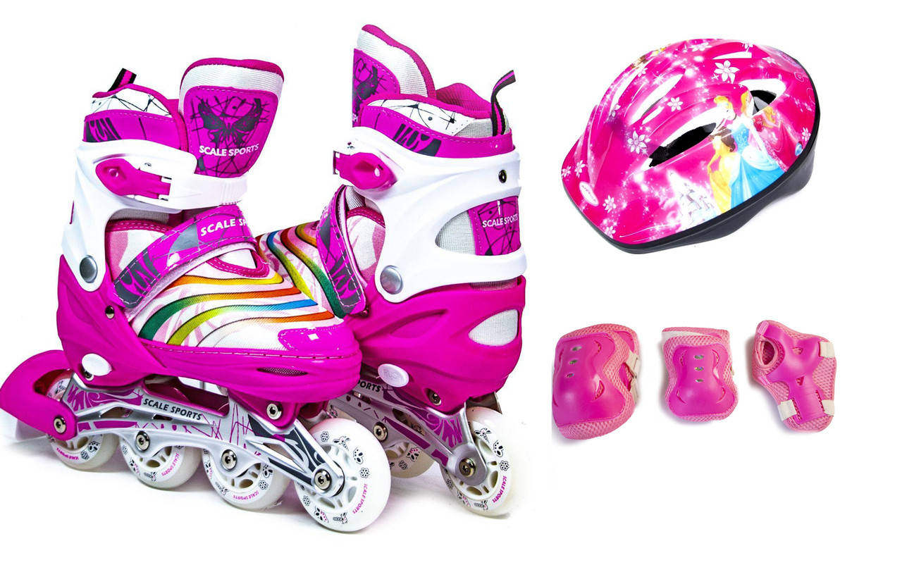 

Детские Ролики + Шлем + Защита Scale Sports Pink размер 29-33, Розовый