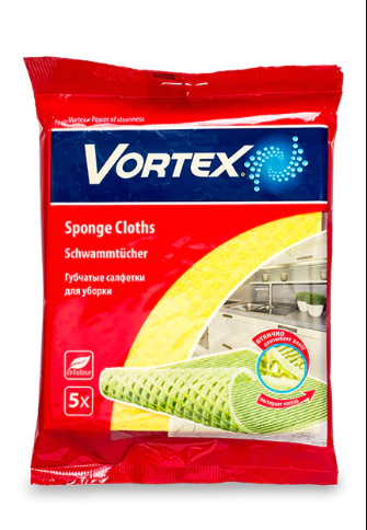 

Губки-салфетки Vortex 18*20см 5шт 18402900, Желтый