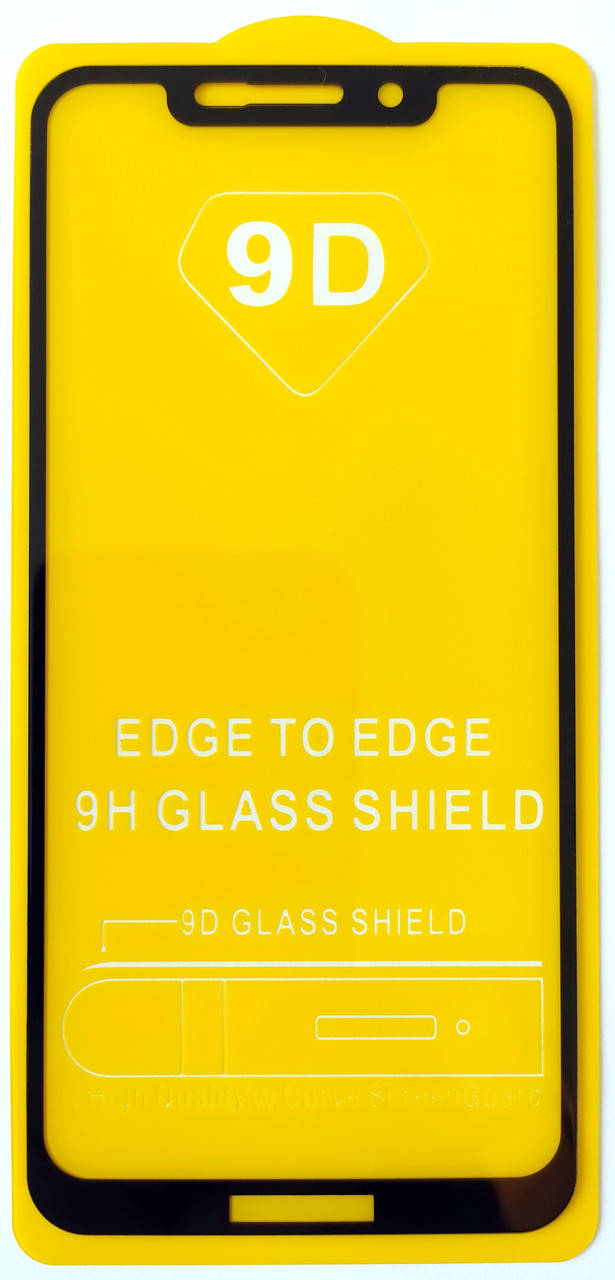 

Защитное стекло для Motorola One (P30 Play) полная проклейка 9D Full Glue, Черный