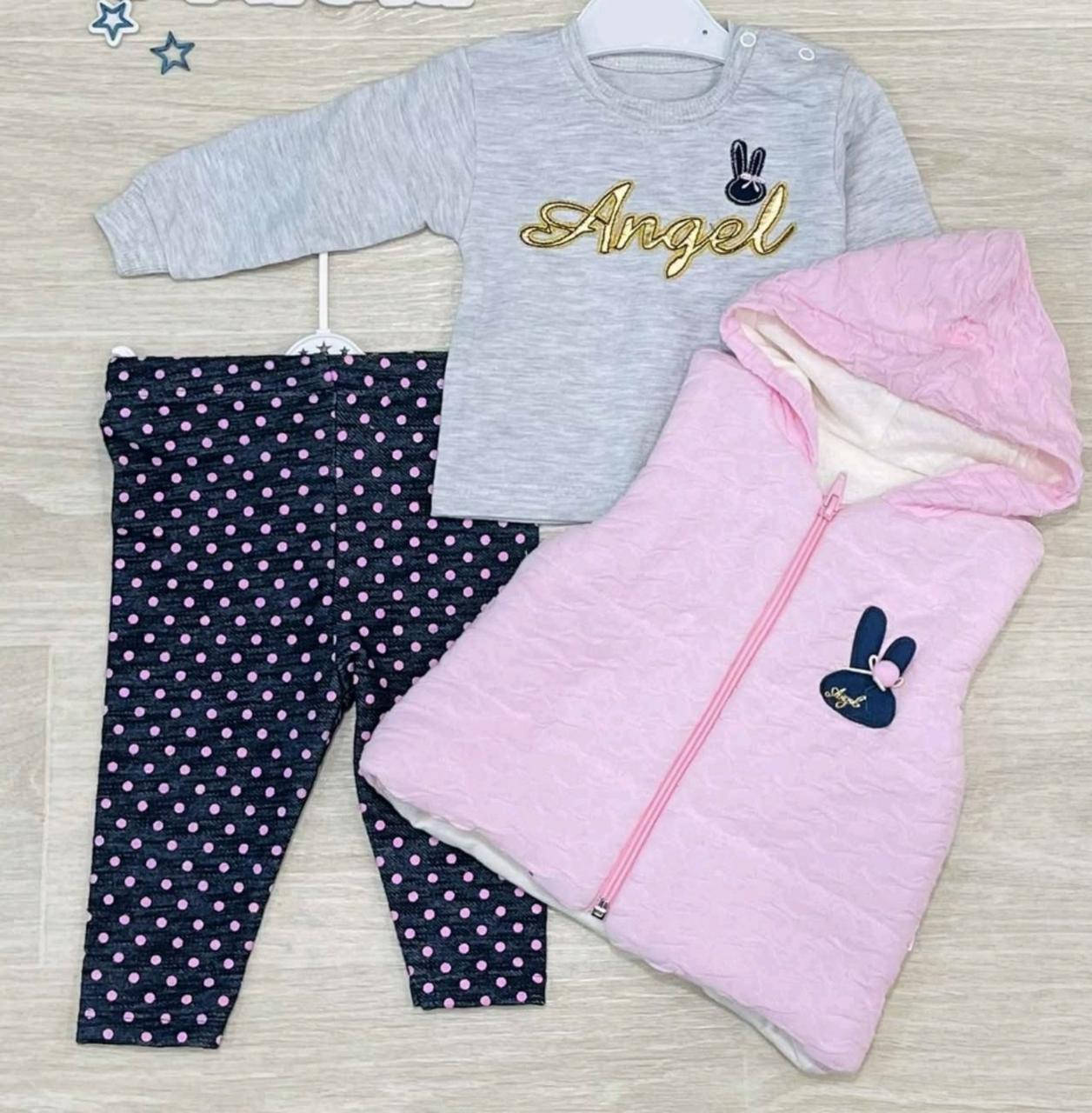 

Костюм з жилеткою для дівчинки, на 3, 6, місяців.