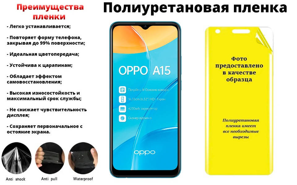 

Полиуретановая пленка OPPO A15s, производитель Франция