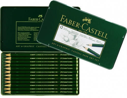 

Набор графитных карандашей Faber Castell 9000 12ШТ 2Н-8В В МЕТАЛЛ.КОРОБКЕ (119065)