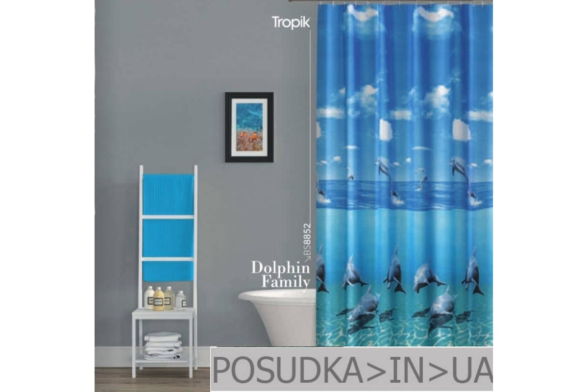 

Штора для душа Tropik Dolphin Family BS8852 Семья дельфинов тканевая