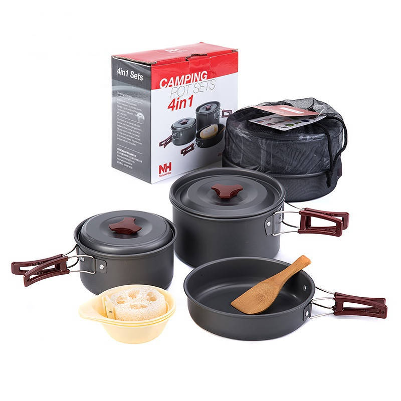 

Набор посуды Naturehike 3-4 NH (2 каструлі+ кришки+сковорода) NH15T203-G Сірий, Серый