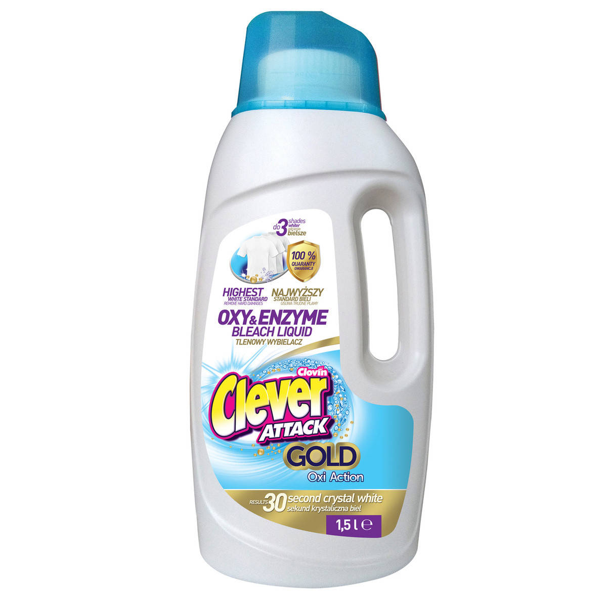 

Отбеливатель жидкий кислородный для белого Clever Attack 1.5л