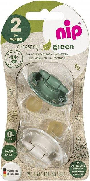 

Пустышка Nip круглая "Вишенка" латекс От 6 месяцев 2 шт. Зеленая серия Green Зеленая и беж, Разные цвета