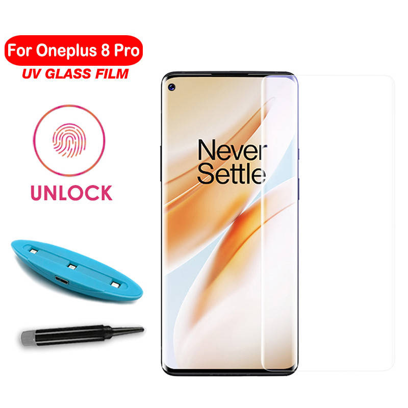 

UV изогнутое защитное стекло для Oneplus 8 прозрачное, Прозрачный