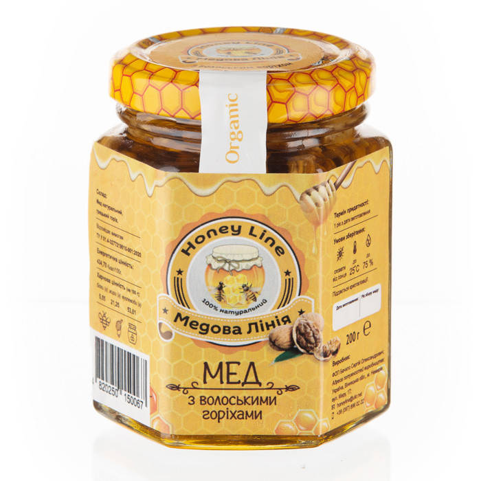 

Мед с грецким орехом Медовая Линия 200 г