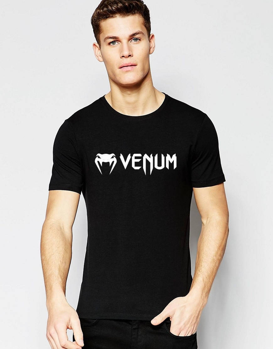 

Футболка Веном Venum чёрная мелкий значёк белый