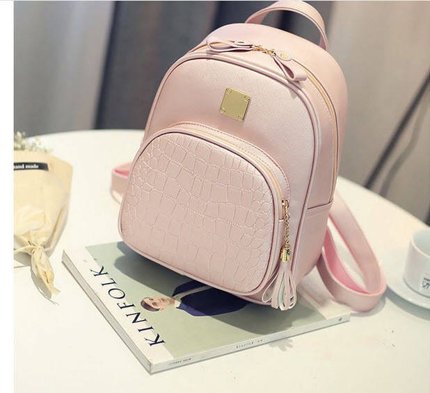 

Женский городской рюкзак со змеиным карманом, Розовый