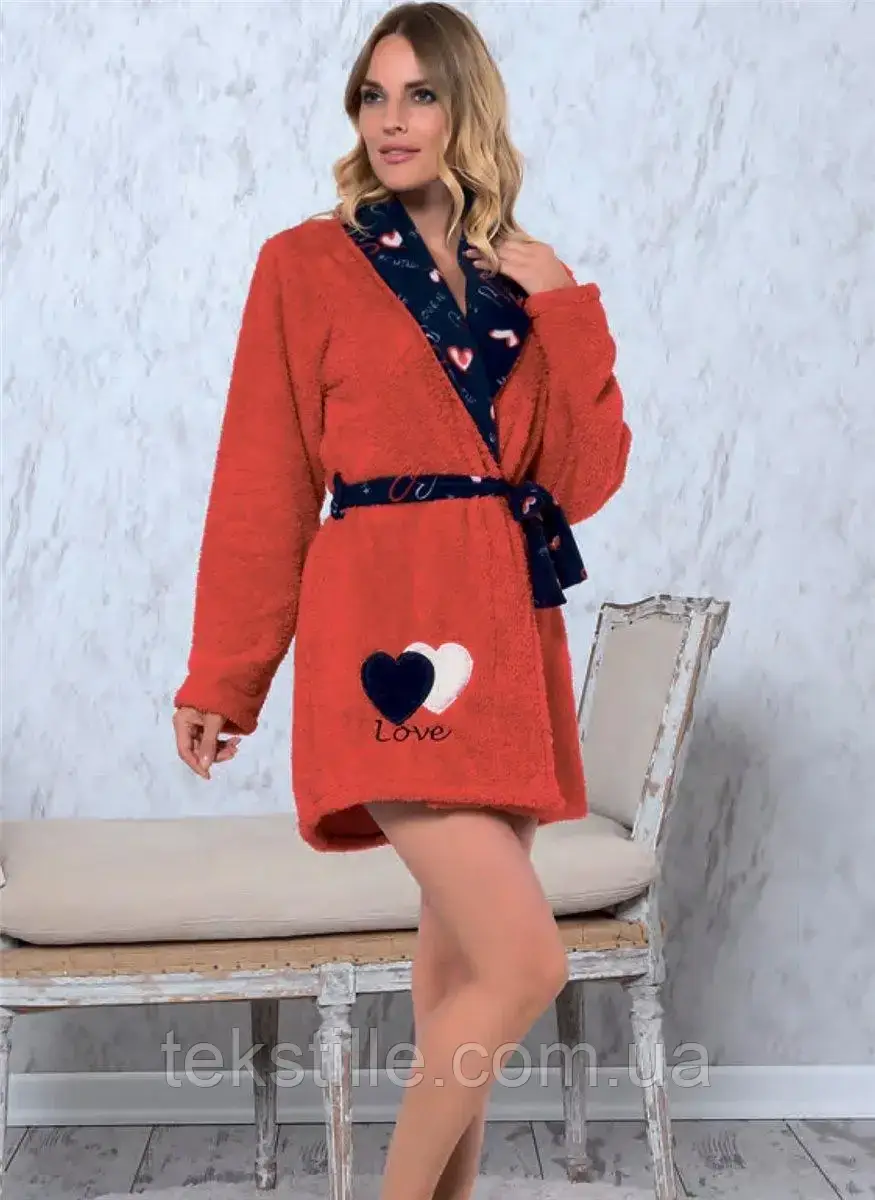 

Халат женский махровый короткий XL, Синий