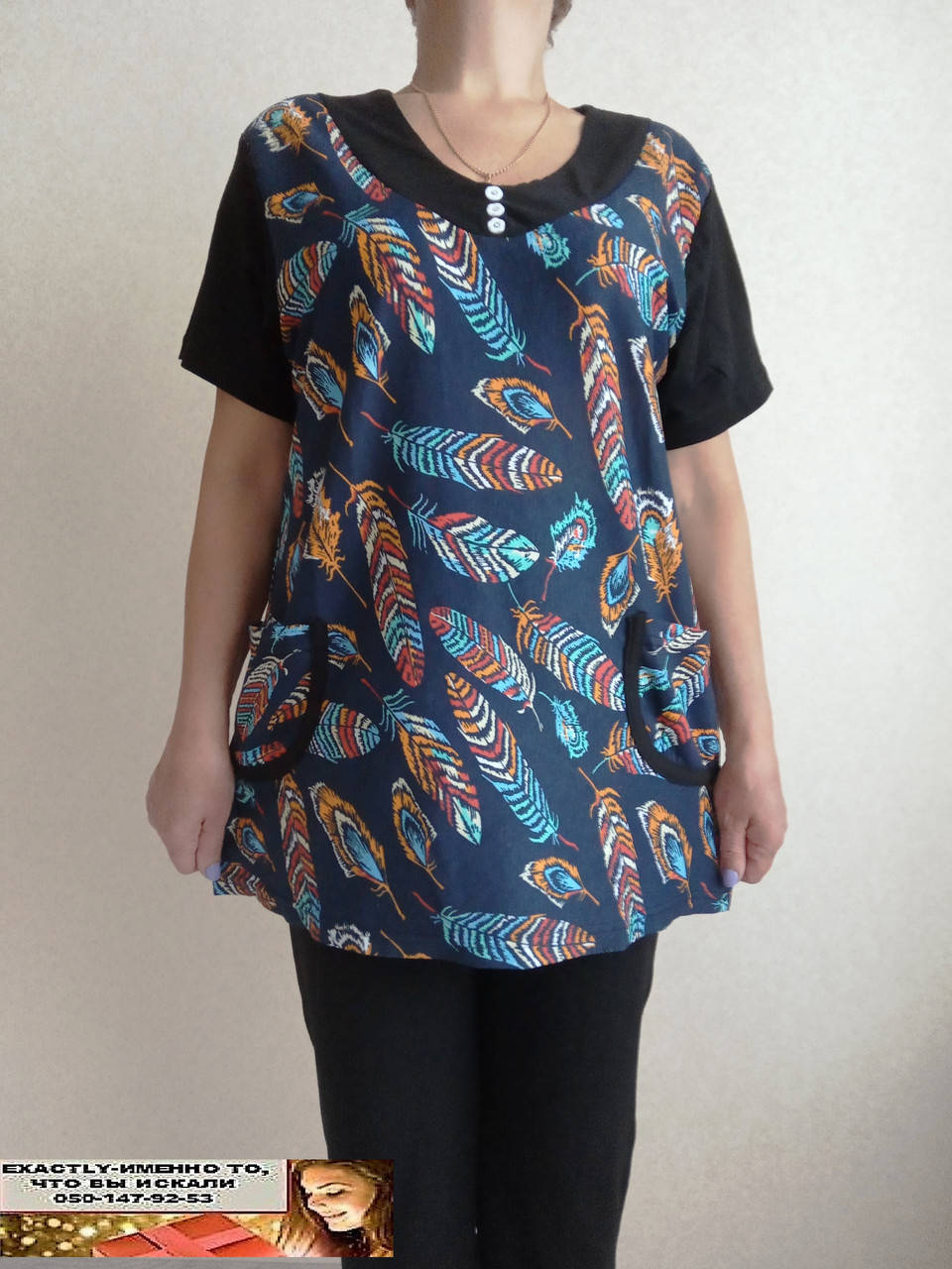 

Комплект для дачи женский 56 туника и бриджи., Синий