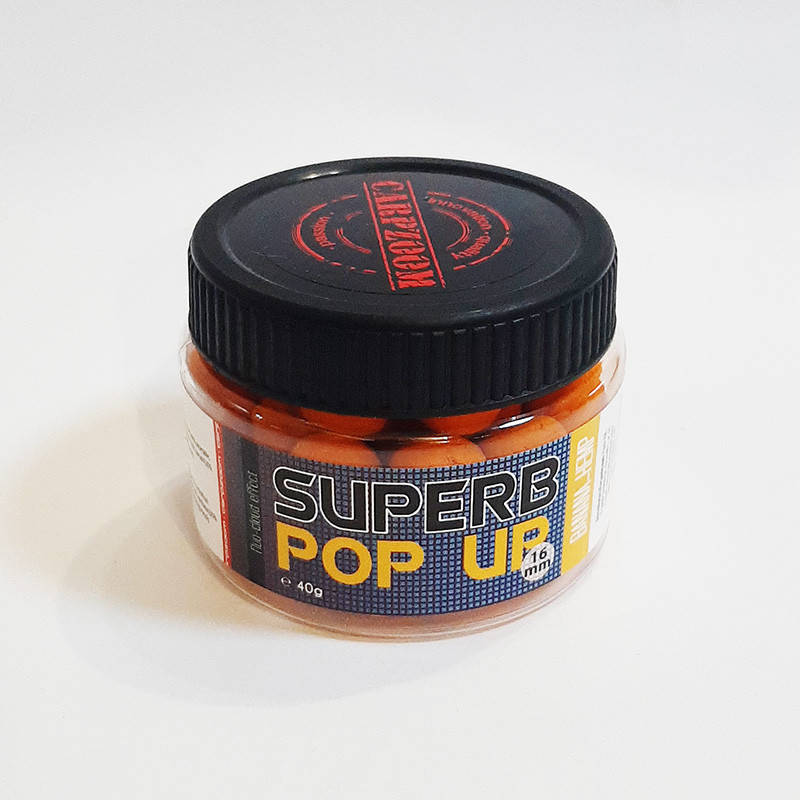 

Бойлы дымящие плавающие Banana-Hemp (Банан/Конопля) Superb Pop Up 16mm 40g