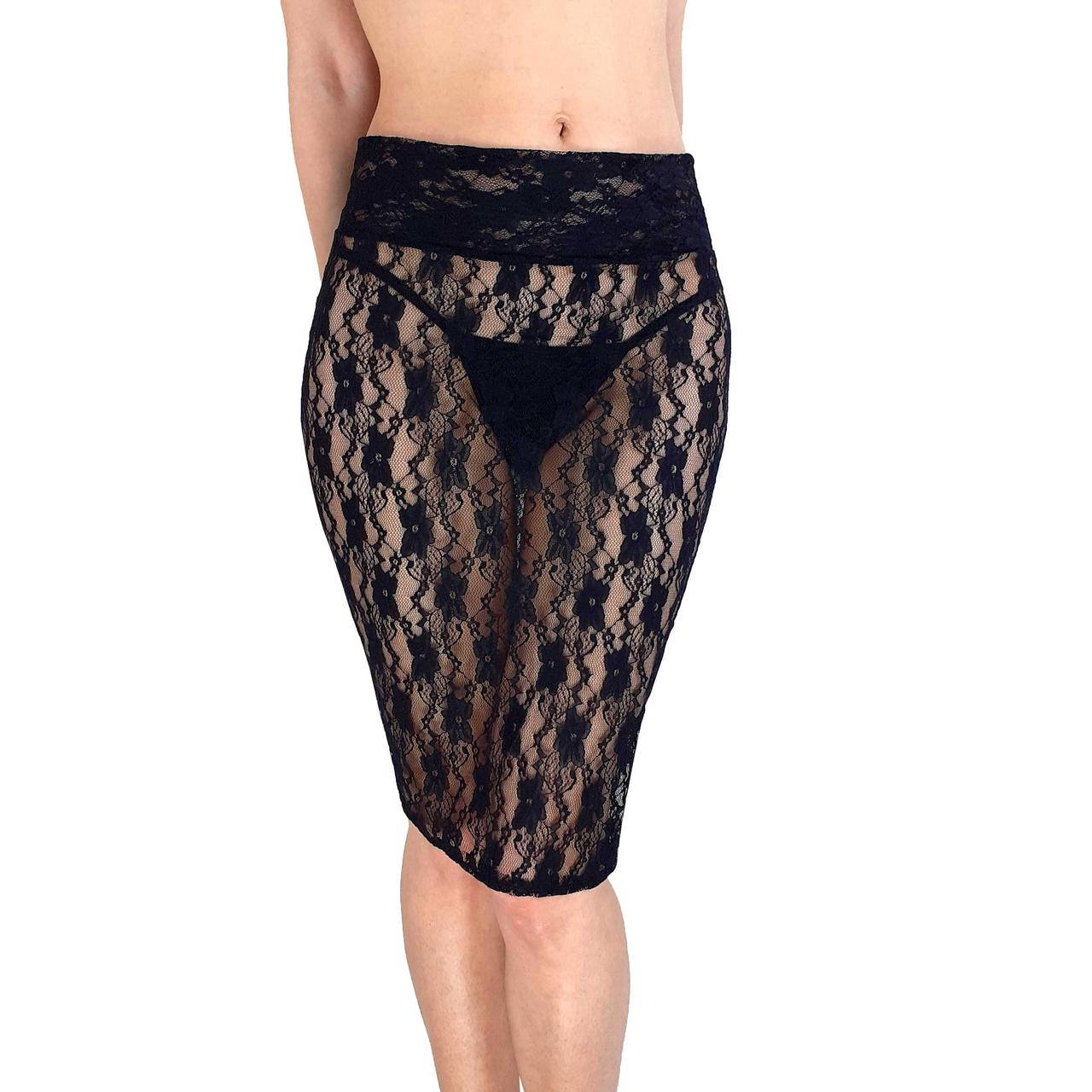 

Сексуальная прозрачная гипюровая юбка Энджени Черный L, Белый