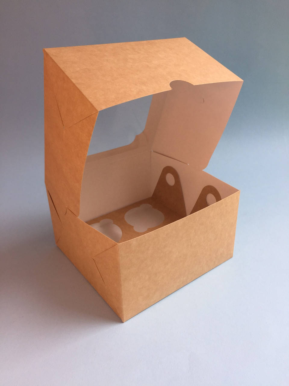 

Коробка для кексов на 4шт + окно крафт