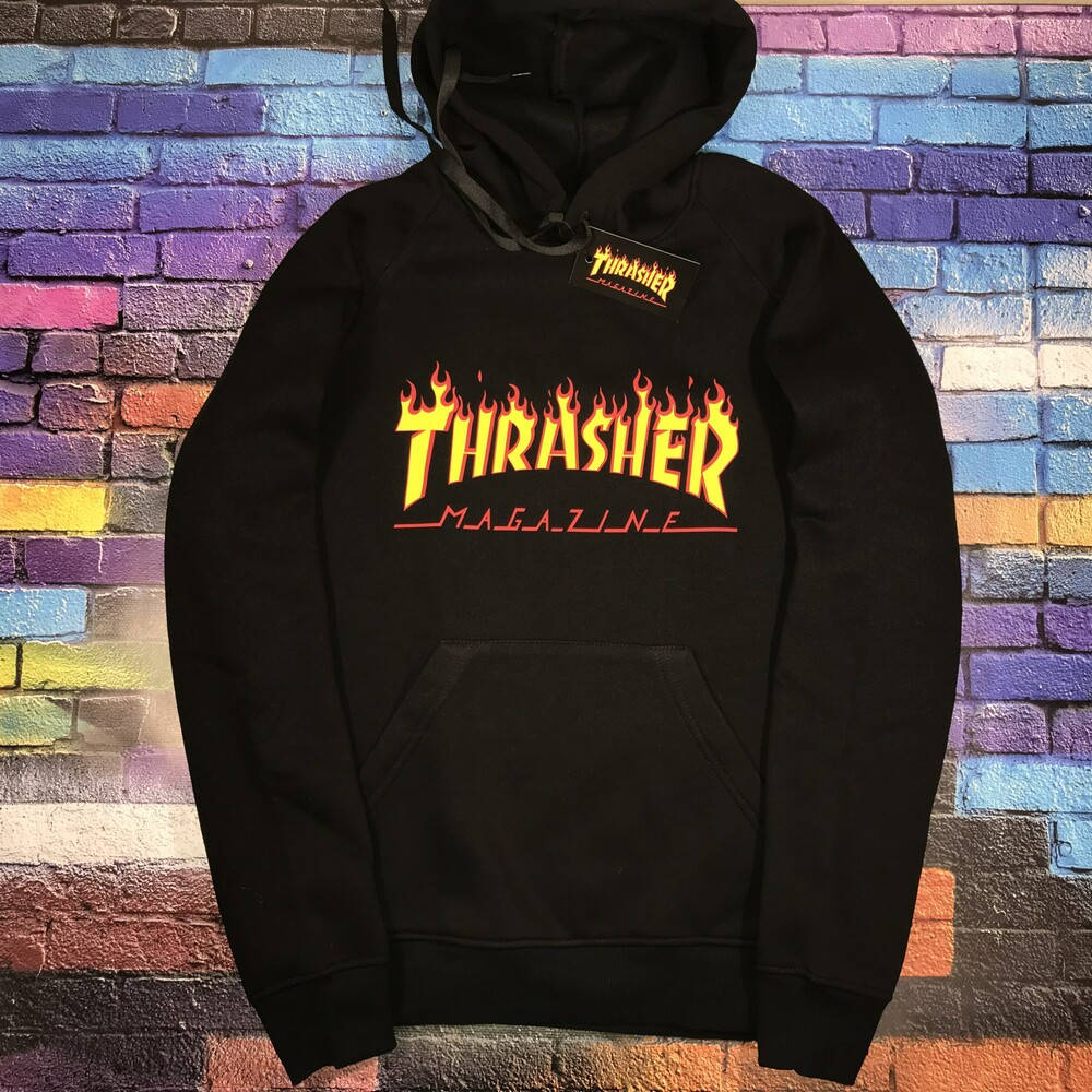 

Толстовка чёрная Thrasher Mag | худи Трешер | кенгуру трашер, Разные цвета