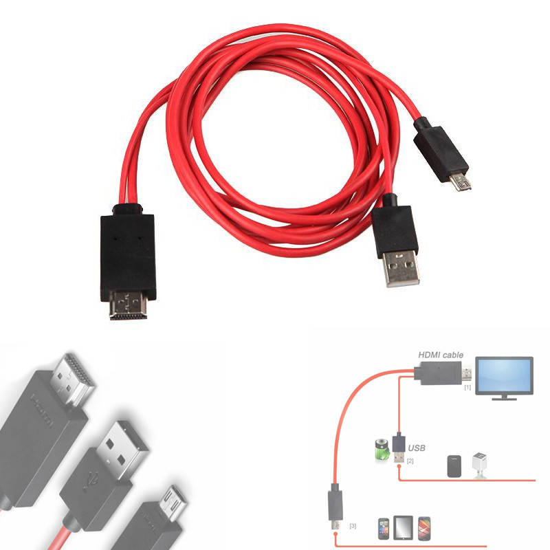 

MHL кабель USB, переходник с MicroUSB на HDMI Full HD, 1.8м, Разные цвета