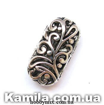 

Металл. бусина "прямоугольная с узором" серебро (2,1 х 1,1 см) 2 шт в уп.