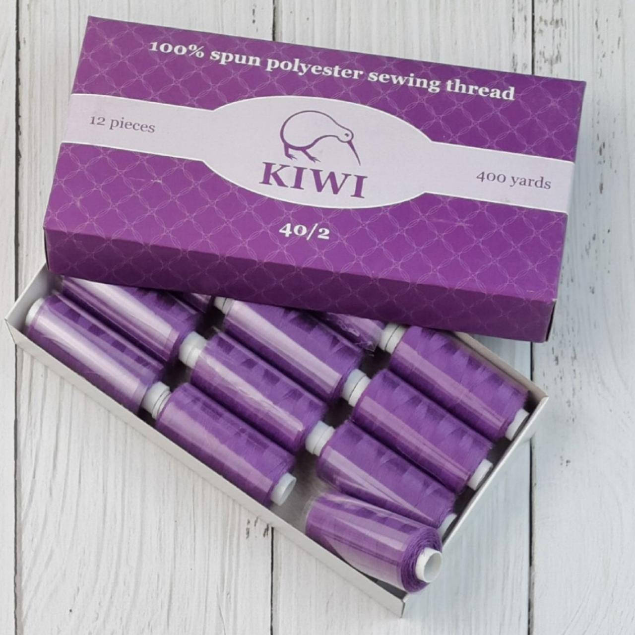 

179 Швейные нитки Kiwi 40/2 (400 ярдов) СВ. ФИОЛЕТОВЫЙ, Белый