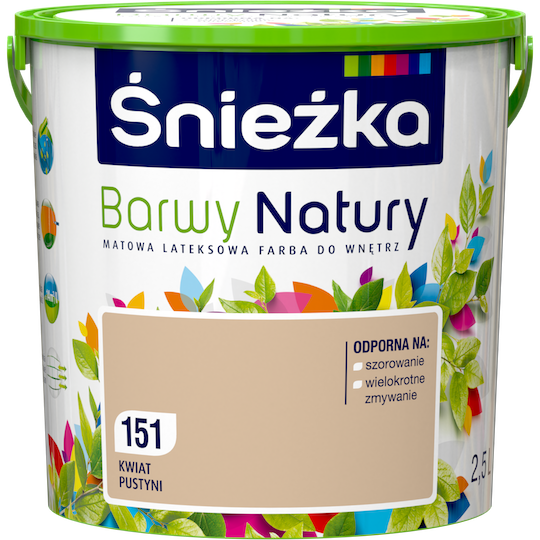 

Краска латексная Sniezka Barwy Natury 151Т Цветок пустыни 2.5 л, Кофе с молоком