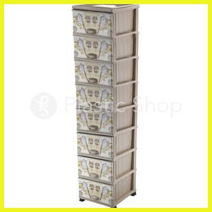 

Комод пластиковый Elif с рисунком Birds 8 яруса