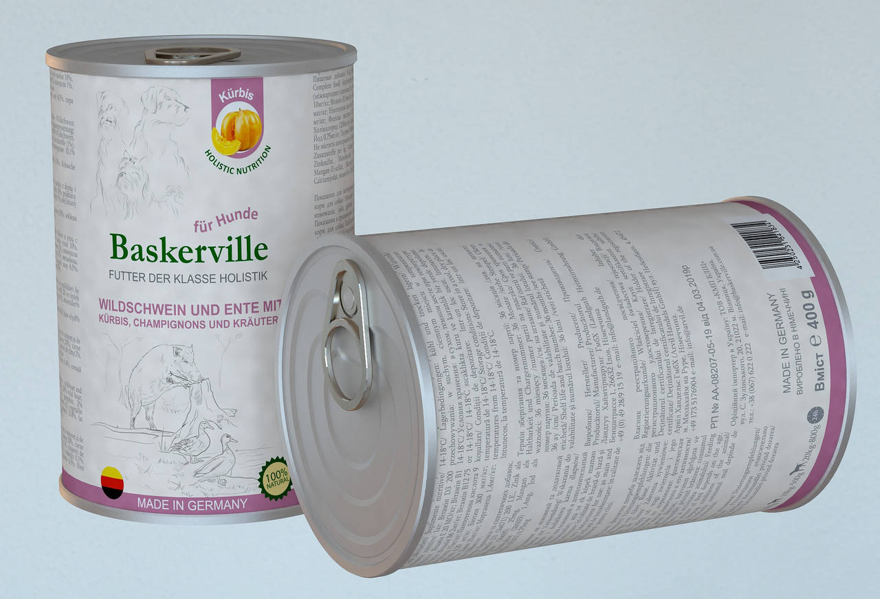 

Baskerville Holistic Кабан і качка з гарбузом і зеленню 400g