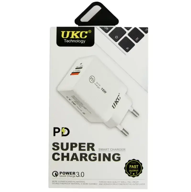 

Сетевой зарядный блок UKC Super Charging USB+Type C, Черный